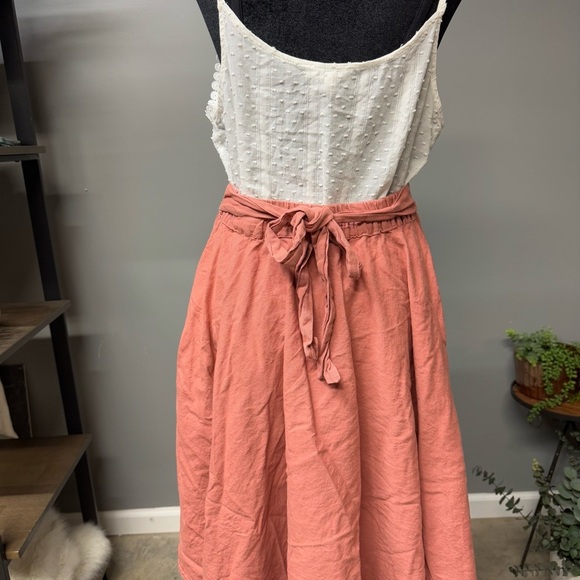 Flint and Moss pink linen blend skirt womens small full midi tie waist feminine - Picture 9 of 9